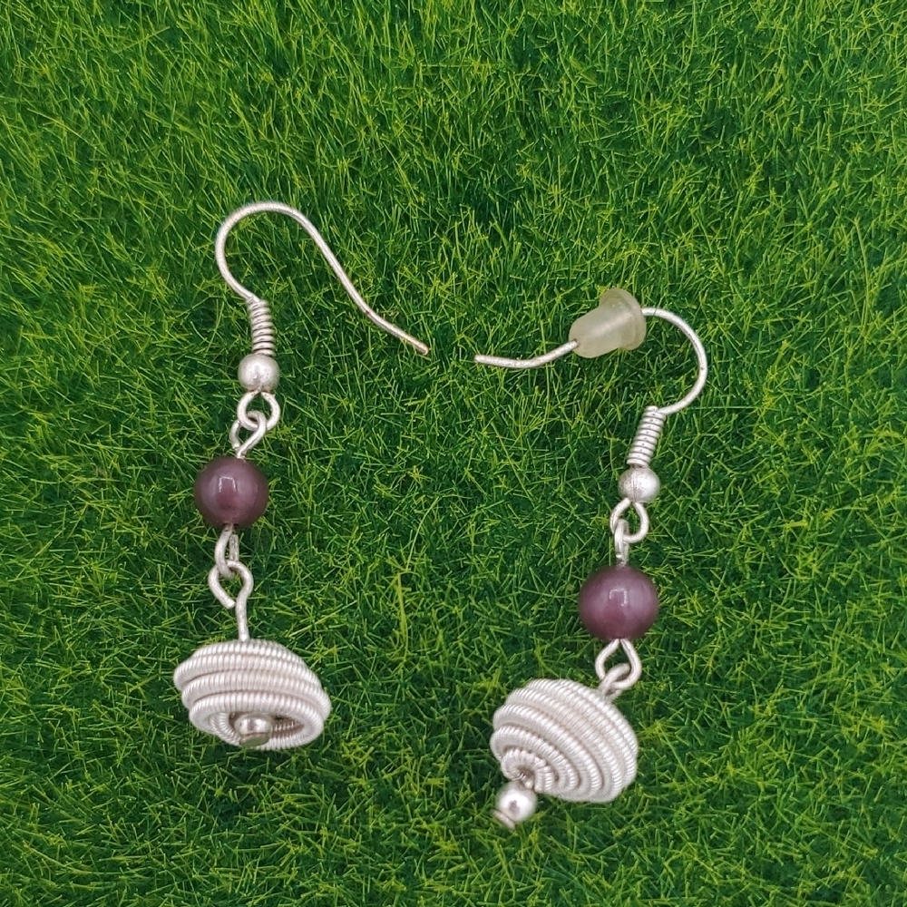 Elegant Silver and Purple‎ Dangle Earrings E1020